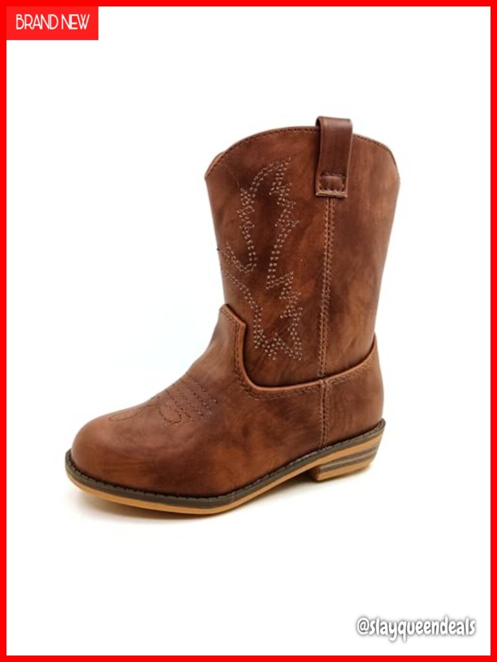 Girls Faux Leather Western Cowboy Boots Zip Ankle Bootie Round Toe Block Heel